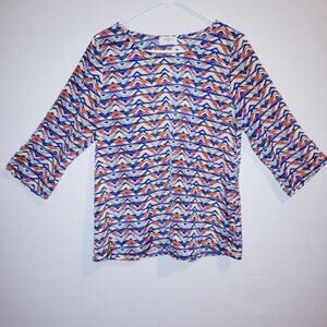 Everly Blue 3/4 Sleeve Blouse Top Size Large